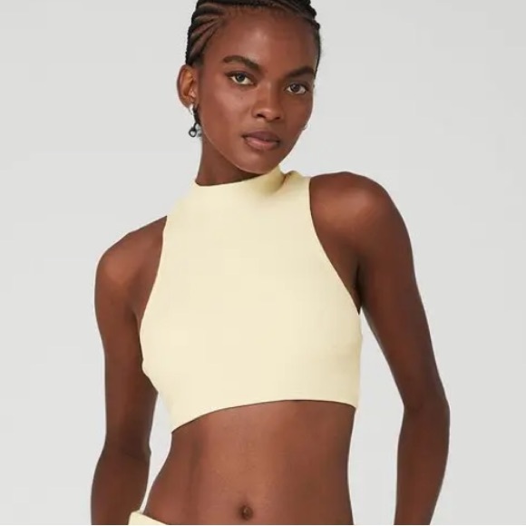 ALO Yoga Other - Alo Goddess Rib Cropped Dynamite Tank Top - French Vanilla, M